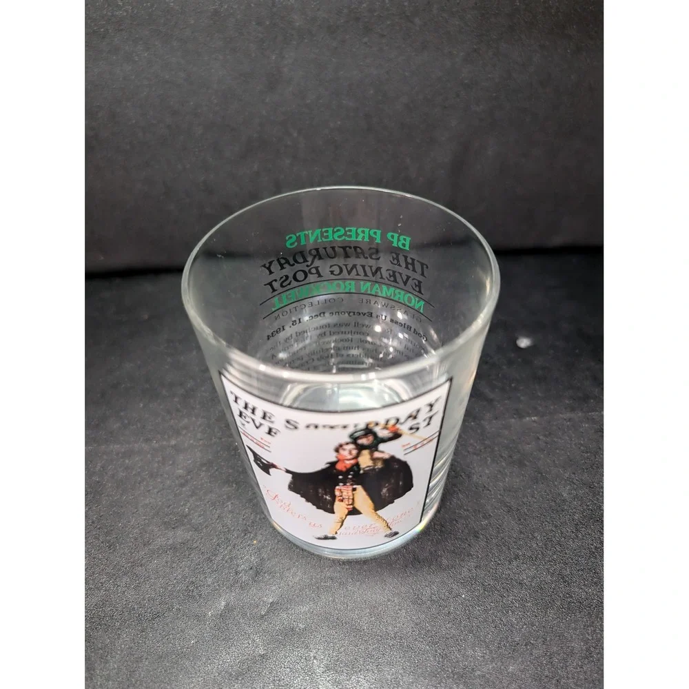 Saturday Evening Post Glass, Norman Rockwell Highball Glass, Retro Barware, 4.25